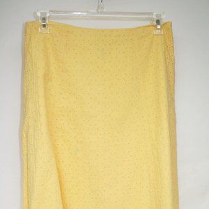 Liz & Co Yellow Cotton Eyelit Skirt Size 10
